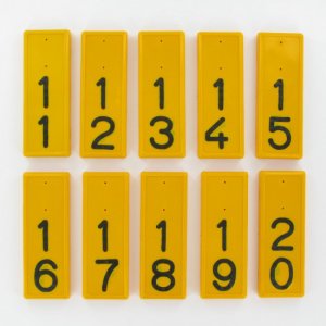 Kokernummers geel/zwart per paar serie 61-70