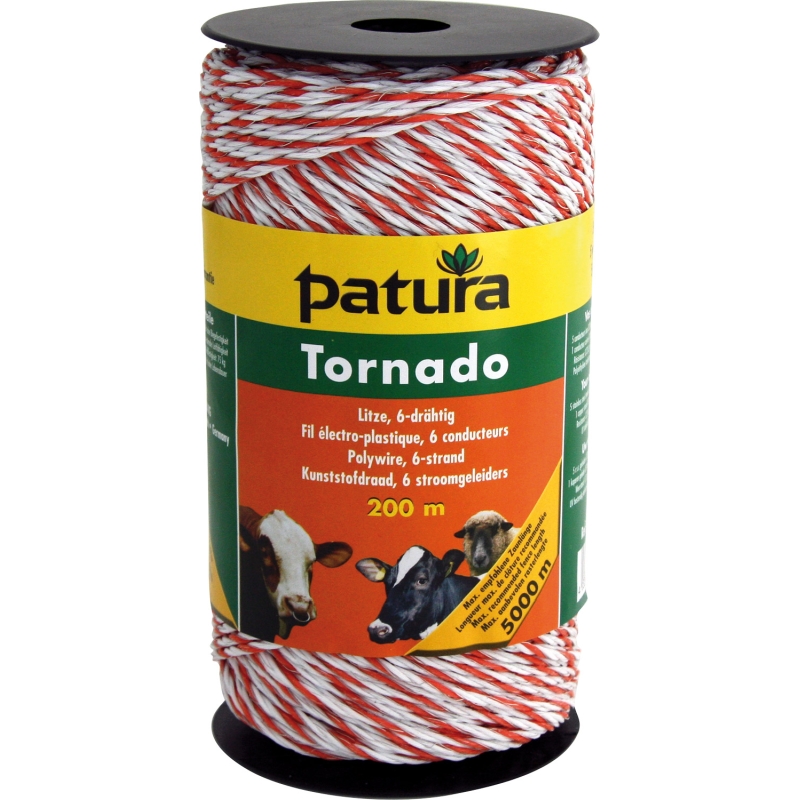 Patura tornado kunststofdraad wit/oranje 200m