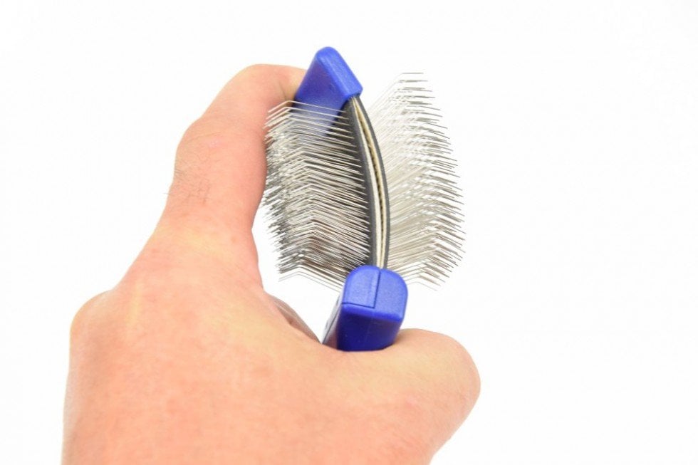 Flexibele borstel slicker blauw dubbel