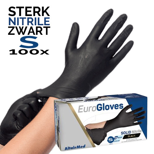 uitvoeren kolf Onbevreesd Altairmed Euro Gloves Nitrile wegwerp handschoen zwart S bij Macrovet