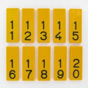 Kokernummers geel/zwart per paar serie 121-130