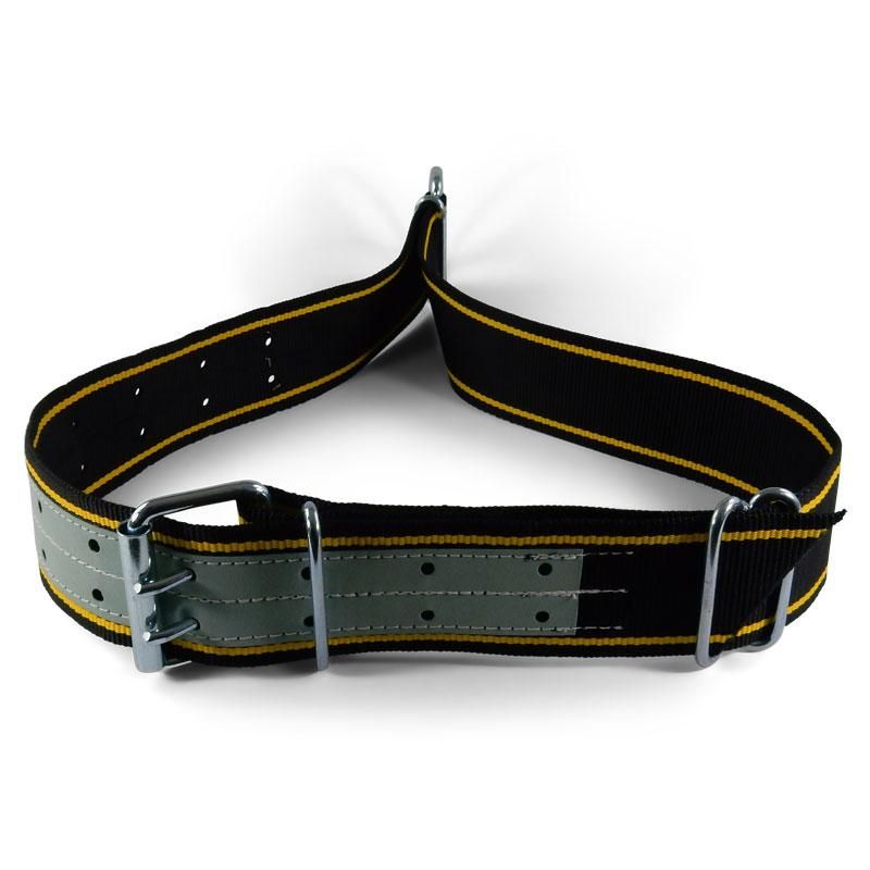 Halsband voor stieren met leer versterkt zwart/geel