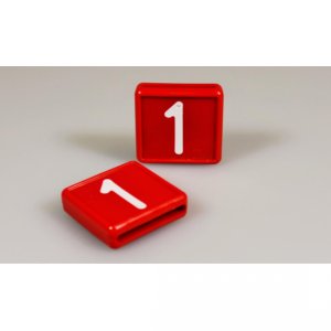 Kokernummerblokje rood/wit nr. 2