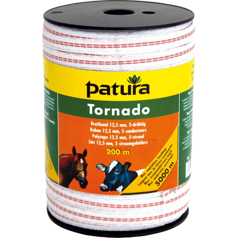 Patura tornado lint 12,5mm wit/oranje 400m rol