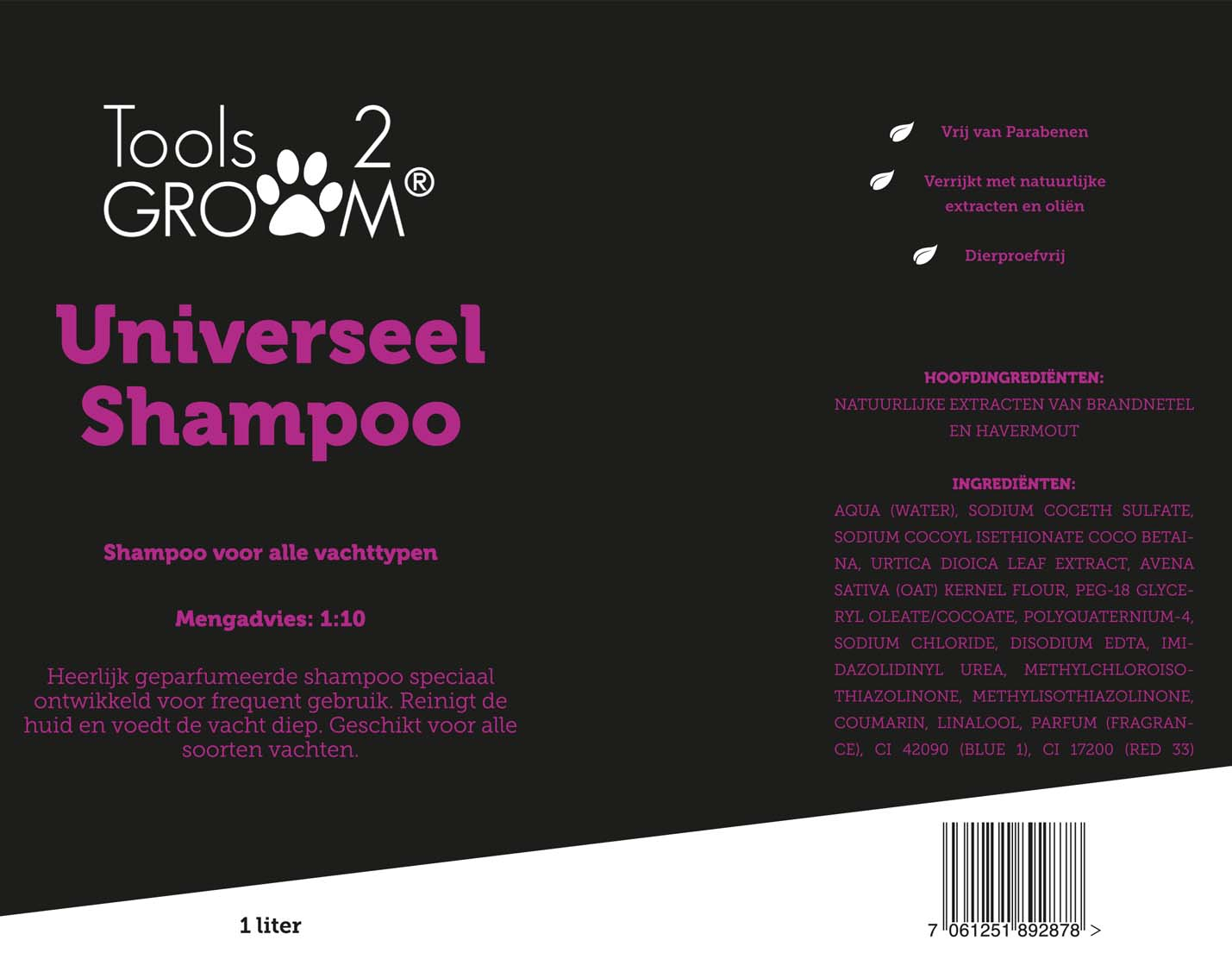 Tools-2-Groom universele hondenshampoo luxe 1L