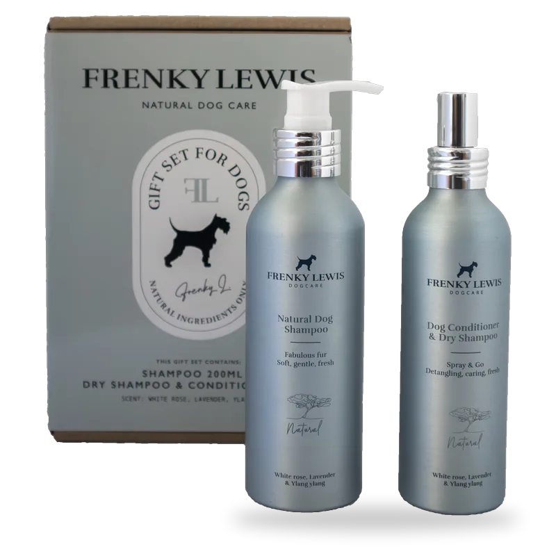 Frenky Lewis Gift Set Shampoo + Droogshampoo-Conditioner Spray – White rose, Lavender & Ylang Ylang