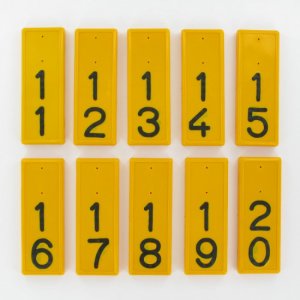 Kokernummers geel/zwart per paar serie 21-30