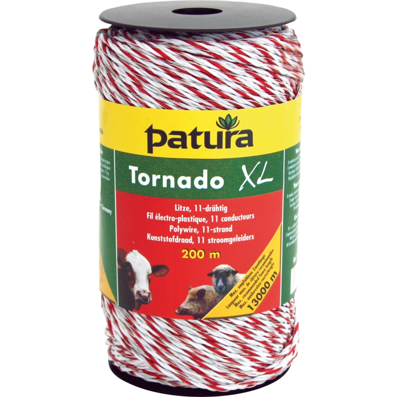 Patura tornado xl kunststofdraad wit/rood 1000m