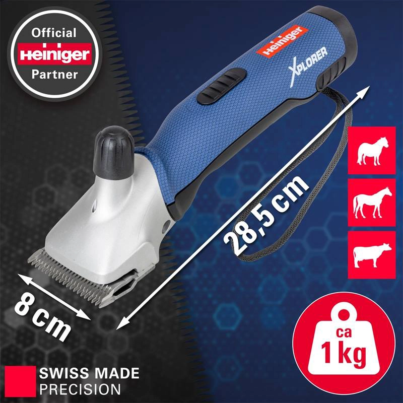 Heiniger Xplorer accu veescheermachine met 2 accu's 21/23t (3mm) koeienmessen