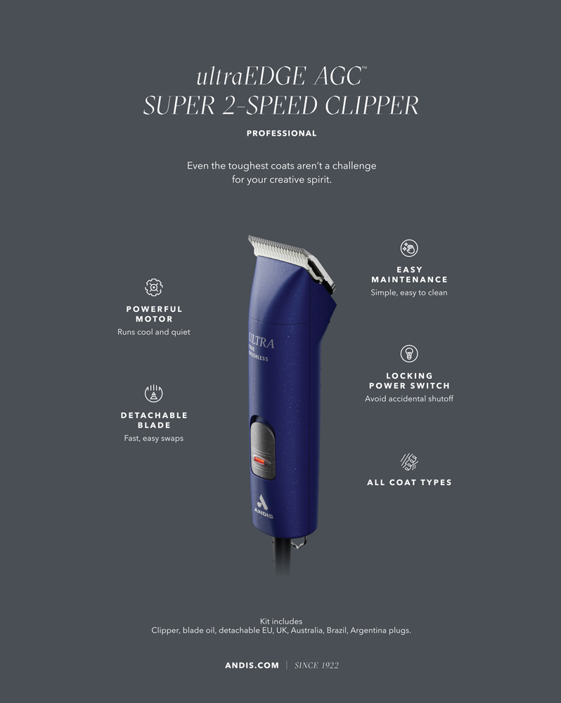 Andis UltraEdge AGCB super 2 speed Brushless hondentondeuse blauw