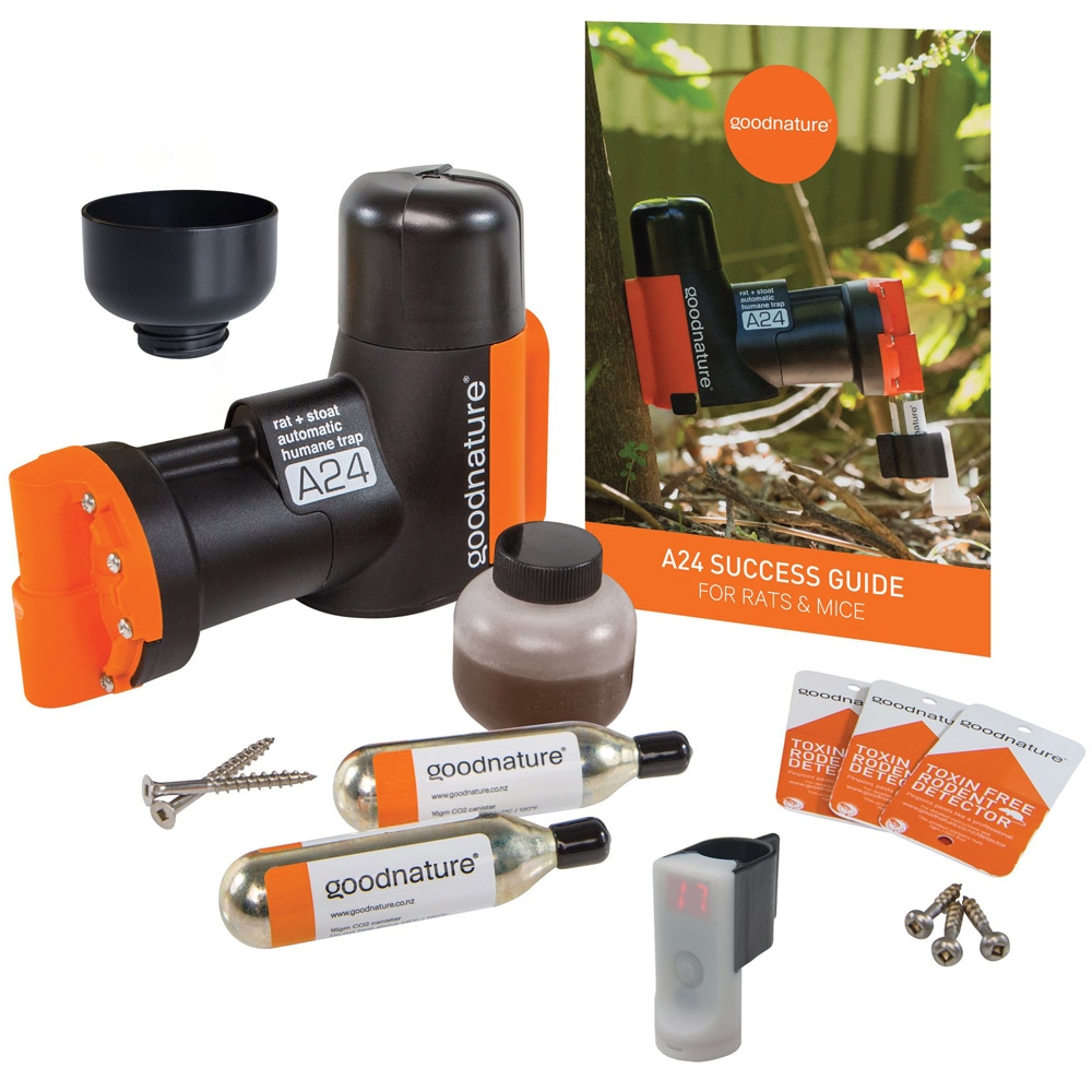 Goodnature® Rattenval A24 Smart Trap Kit + Smart Cap + Doorloophouder