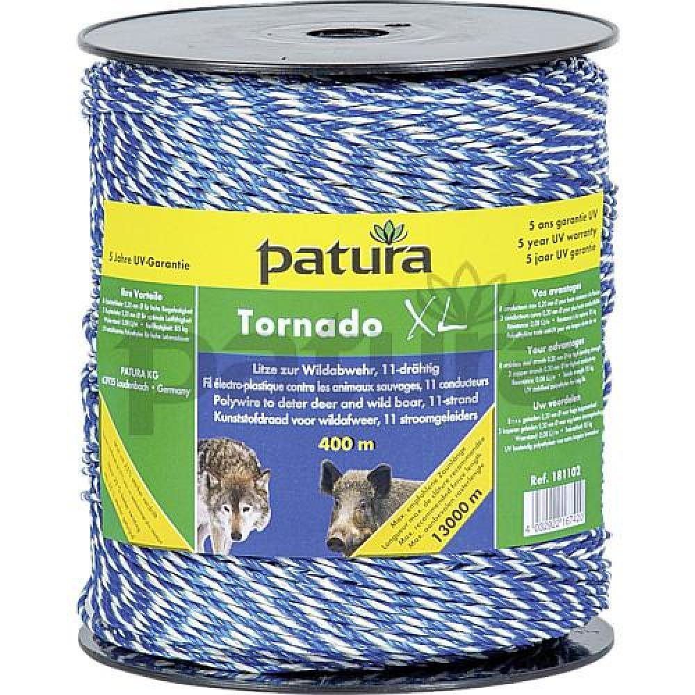 Patura tornado xl kunststofdraad blauw-wit 400m