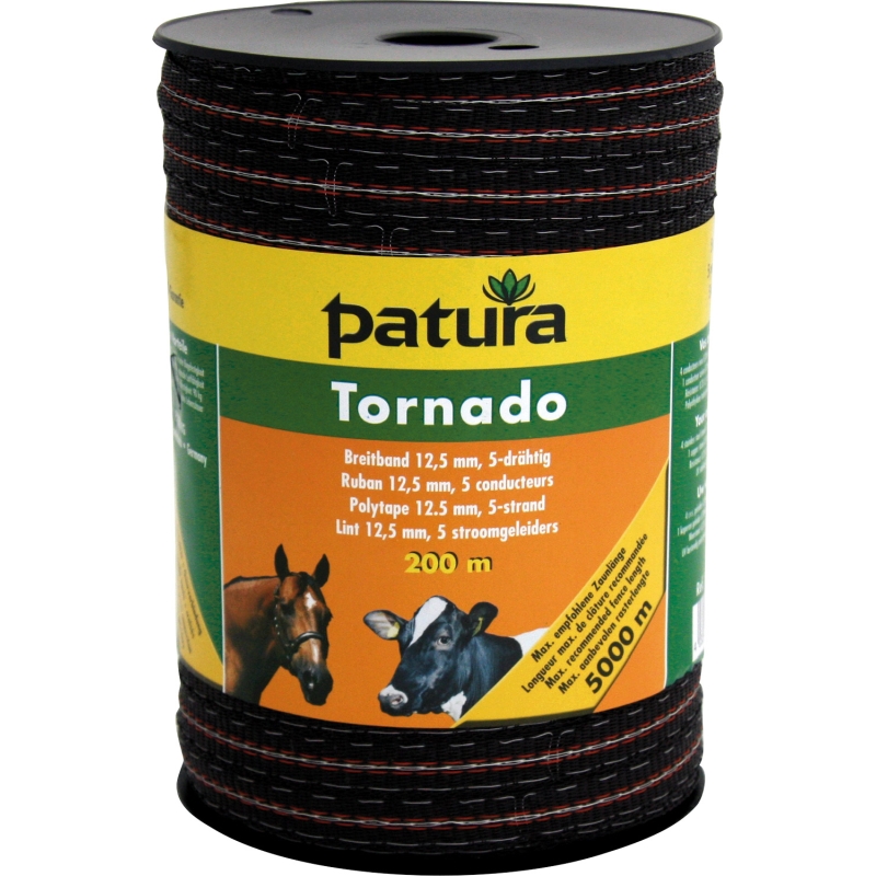 Patura tornado lint 12,5mm bruin/oranje 200m