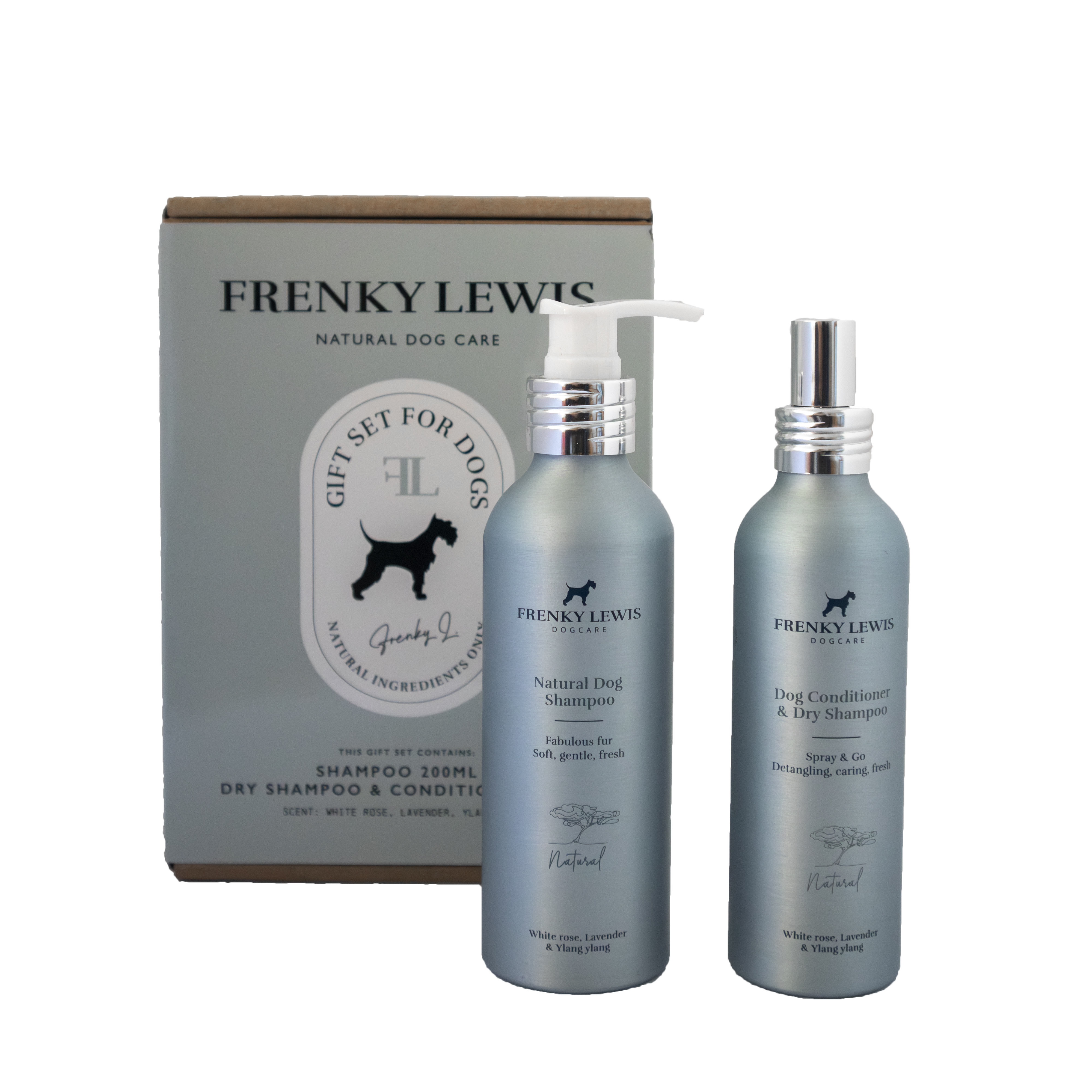Frenky Lewis Gift Set Car & Pillow + Anti Smell Spray – Witte Roos, Lavendel & Ylang Ylang