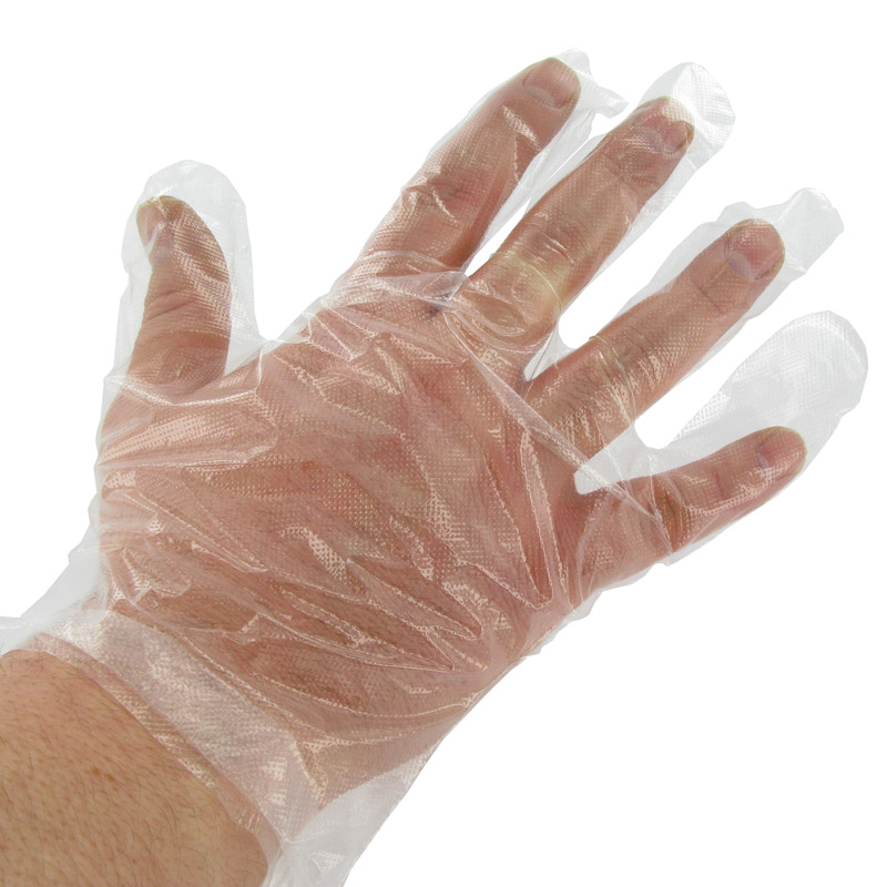 Wegwerphandschoen PE geruwd kort model 100st Wegwerphandschoen PE geruwd kort model 100st