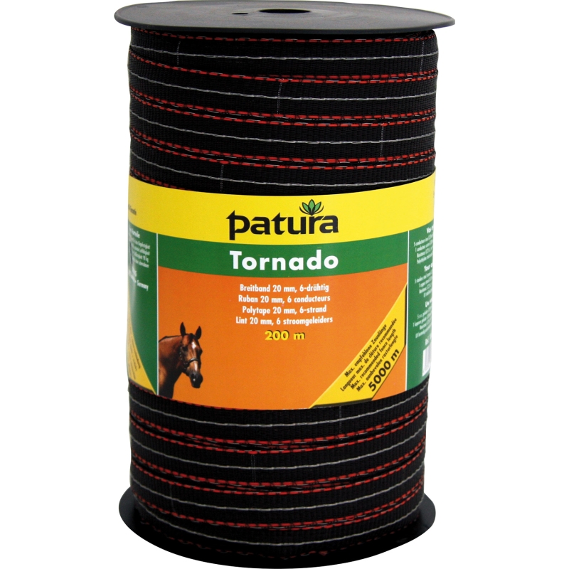 Patura tornado lint 20mm bruin/oranje 200m rol