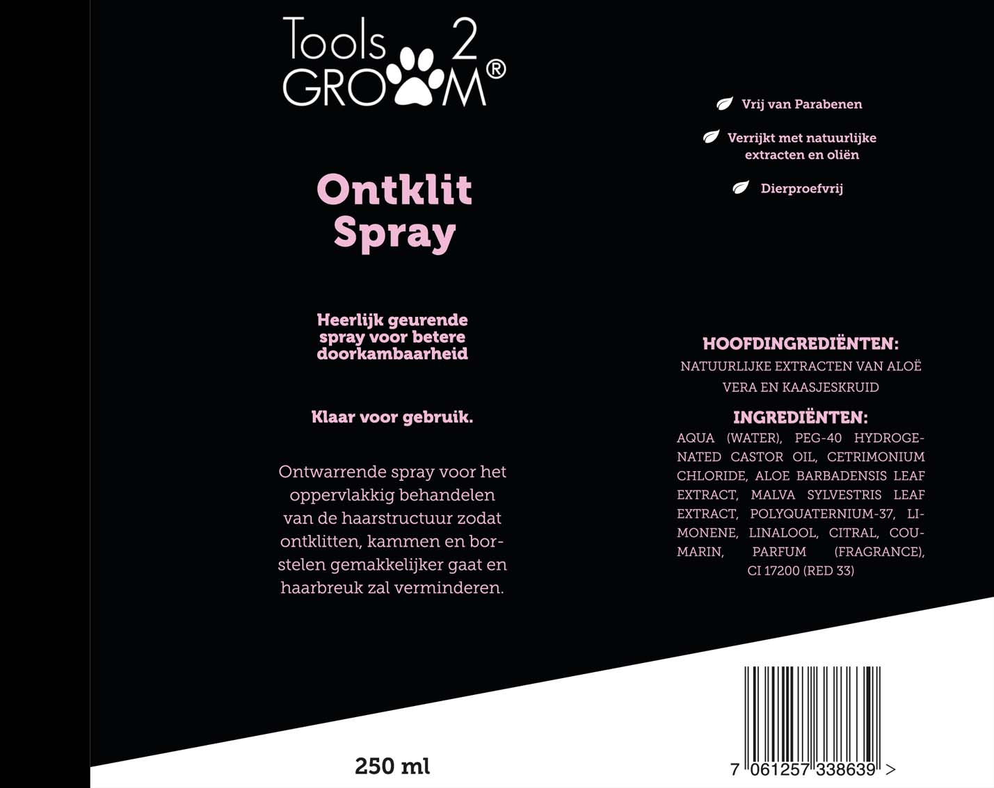 Tools-2-Groom anti klitspray zonder siliconen 1L (navulling)