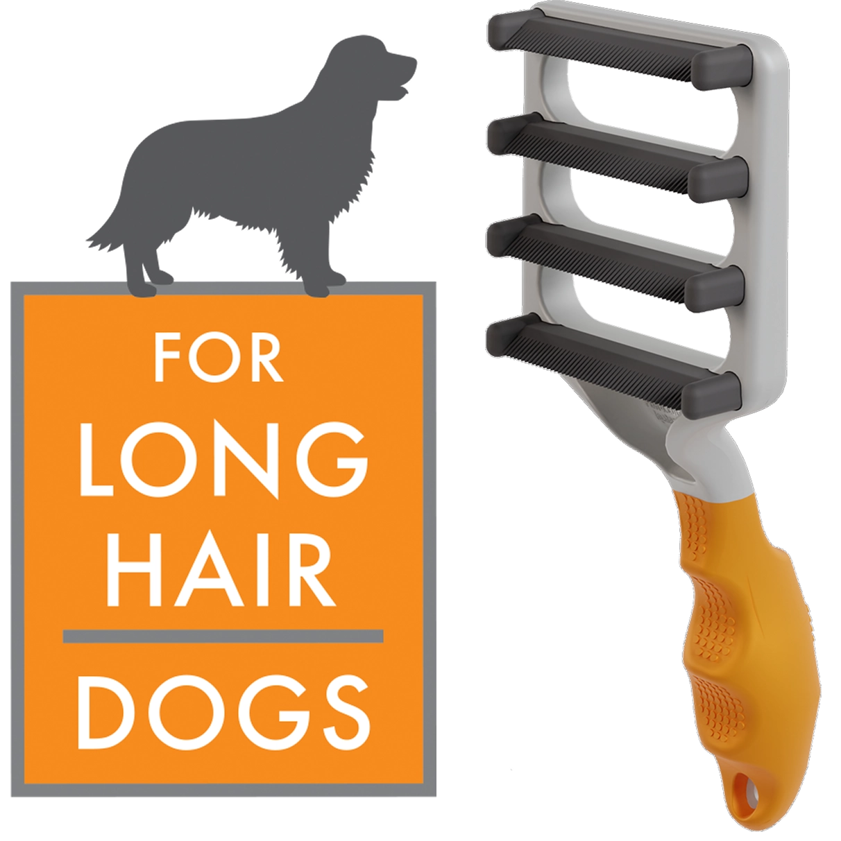 FUR4 Desheddingtool Oranje voor langharige honden