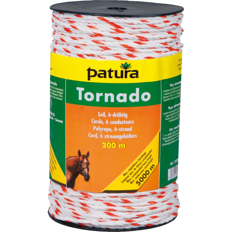 Patura tornado cord wit/oranje, 500m rol