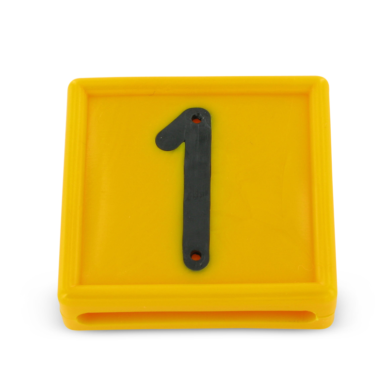 Kokernummerblokje geel/zwart nr. 1