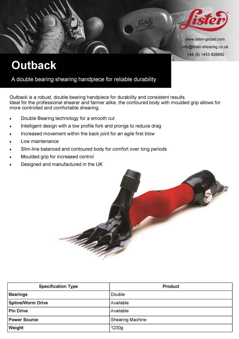 Lister Outback Handstuk met Pin aansluiting